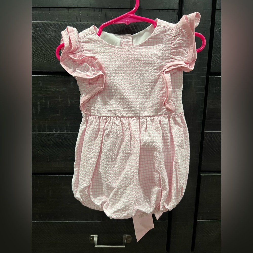 Classic Whimsey Pink Gingham Bubble with Bow 18M